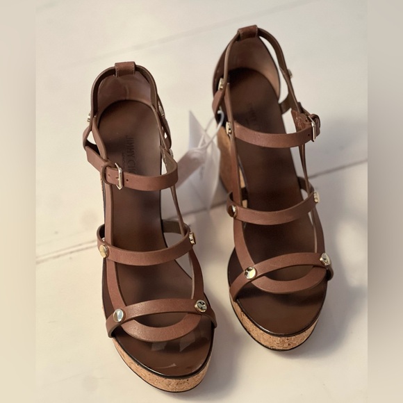 NEW JIMMY CHOO Shoes NERISSA 100 Leather Wedges | Brand New | Size 9,5 EU 39,5 - Picture 3 of 5